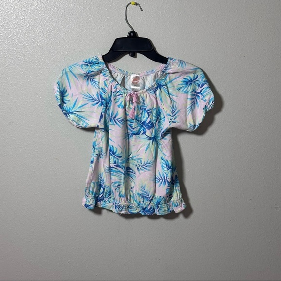 Wonder Nation Kids Girls Blouse Floral Palms Trees Size L(10-12) - Picture 1 of 6